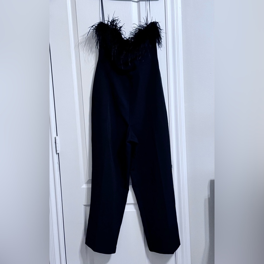 Sam Edelman Black Feather Jumpsuit Chic and Versatile